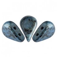 Cuentas de vidrio Amos® by Puca® - Metallic mat blue spotted 23980/65325